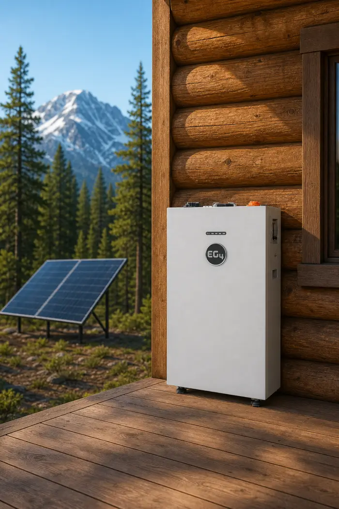 Off-grid cabin — battery installation example