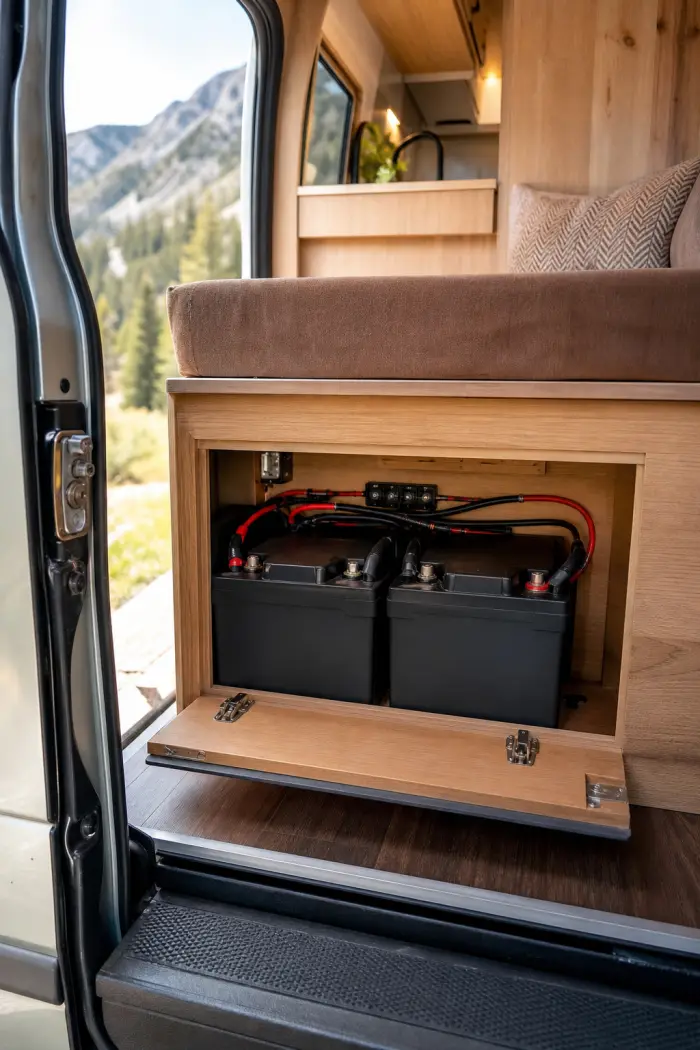 RV / van — battery installation example